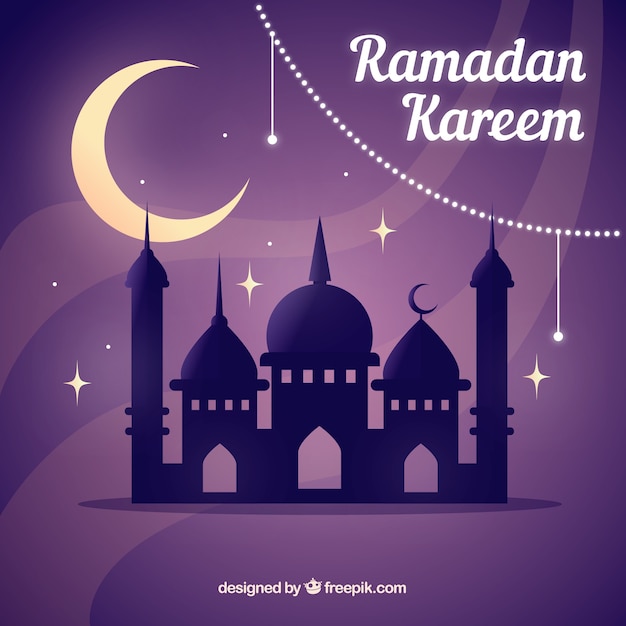 Free Vector ramadan background with mosque silhouette