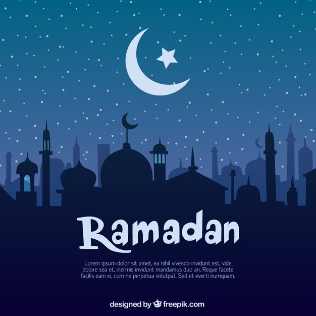 Ramadan background with mosque silhouette