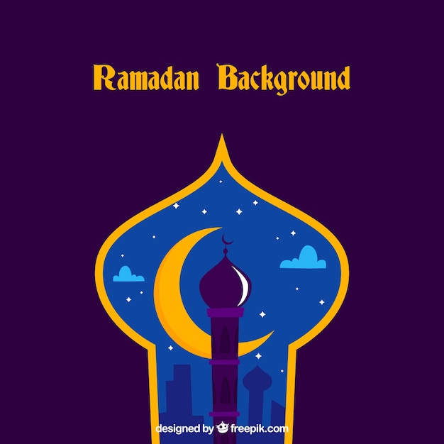 Ramadan background with mosque view