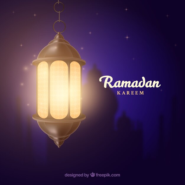 Ramadan background with realistic lamp