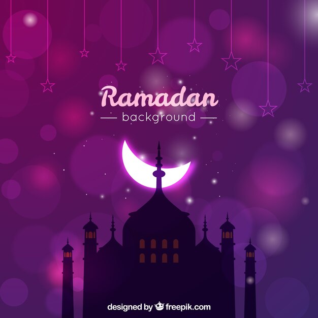 Ramadan background with shiny moon