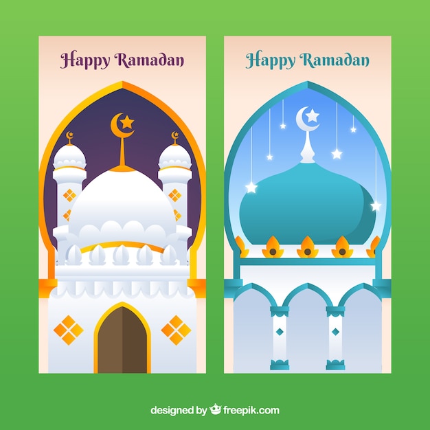 Ramadan banners with mosque