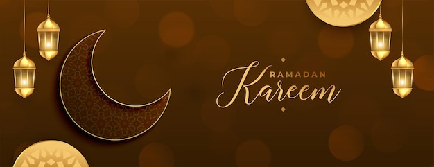 Ramadan and eid wishes banner in islamic style