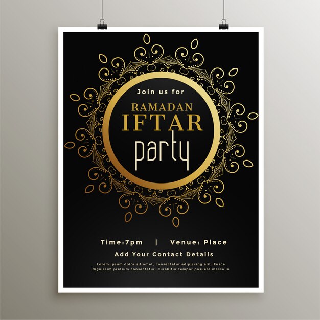 Ramadan islamic iftar party decorative invitation template