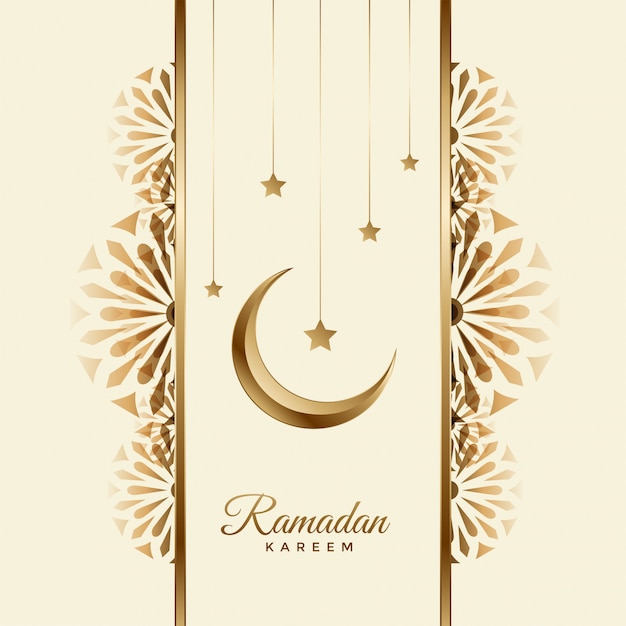 Free vector ramadan kareem beautiful background with moon and star