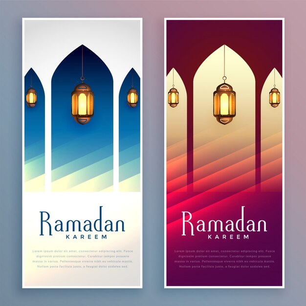 Ramadan kareem beautiful greeting banner set