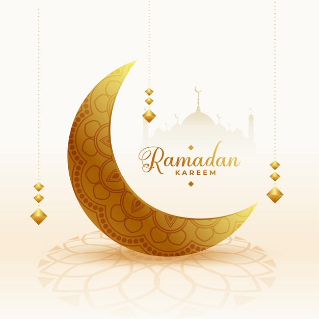 Ramadan kareem blessing card with golden background