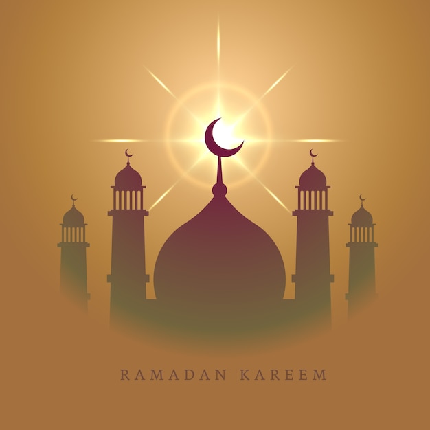 Free Vector ramadan kareem card with mosque