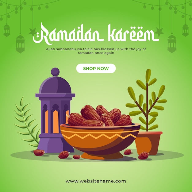 Free Vector ramadan kareem celebration banner illustration design template