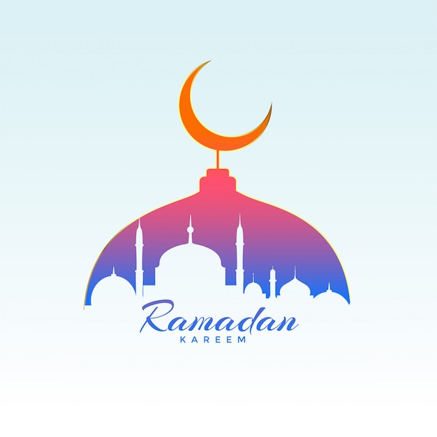 Free vector ramadan kareem design with mosque silhouette