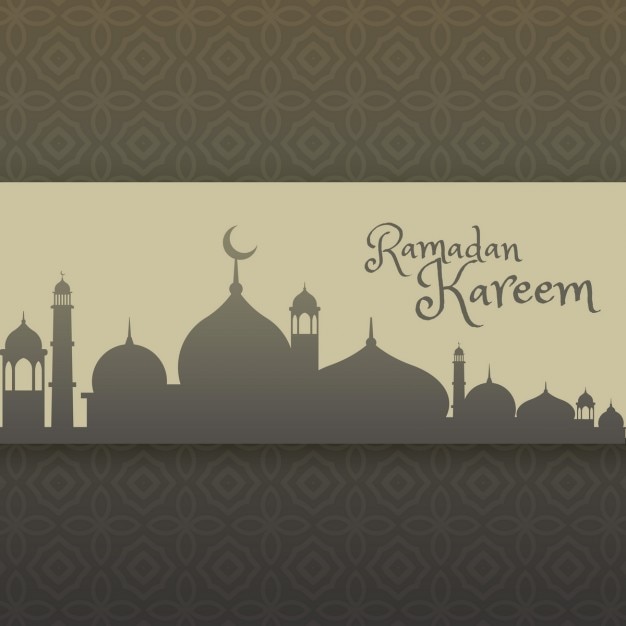 Free vector ramadan kareem greeting with mosque silhouette