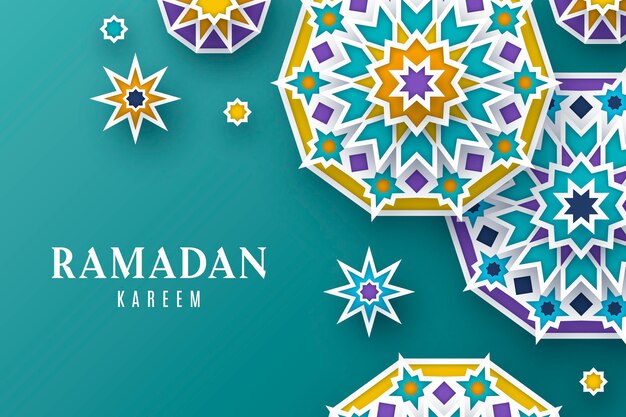 Ramadan kareem illustration in paper style