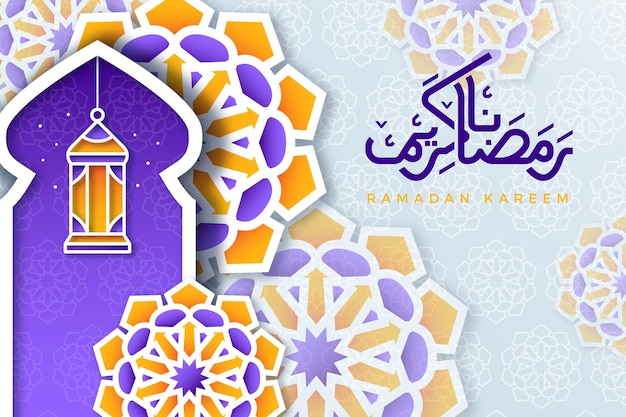 Ramadan kareem illustration in paper style