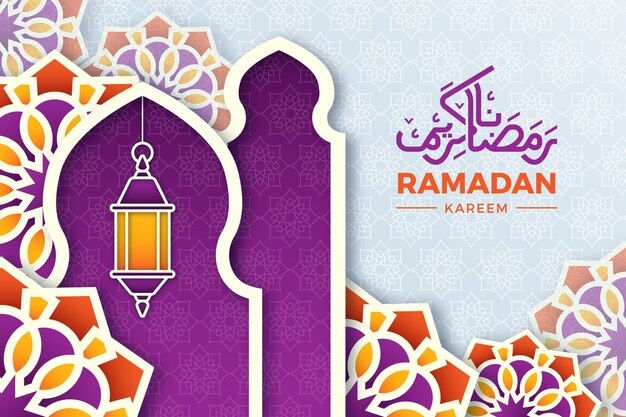 Ramadan kareem illustration in paper style