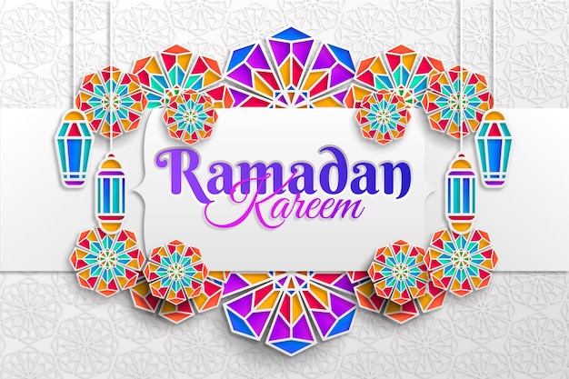 Ramadan kareem illustration in paper style