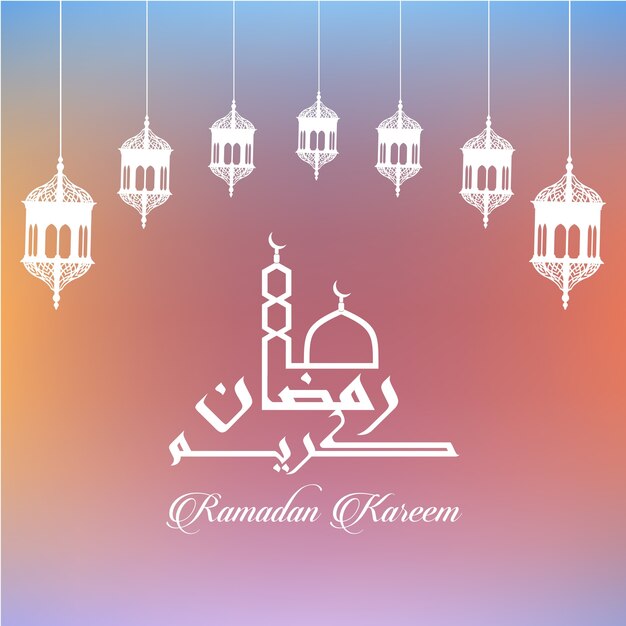 Ramadan kareem illustration with lanterns