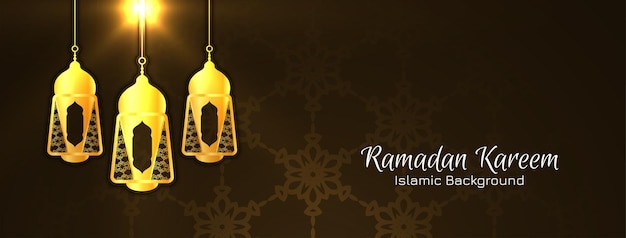 Ramadan kareem islamic festival background with lanterns vector