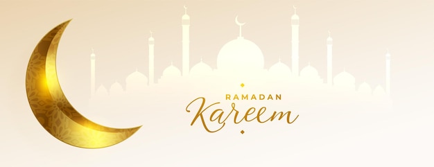 Ramadan kareem islamic golden 3d moon blessings banner design