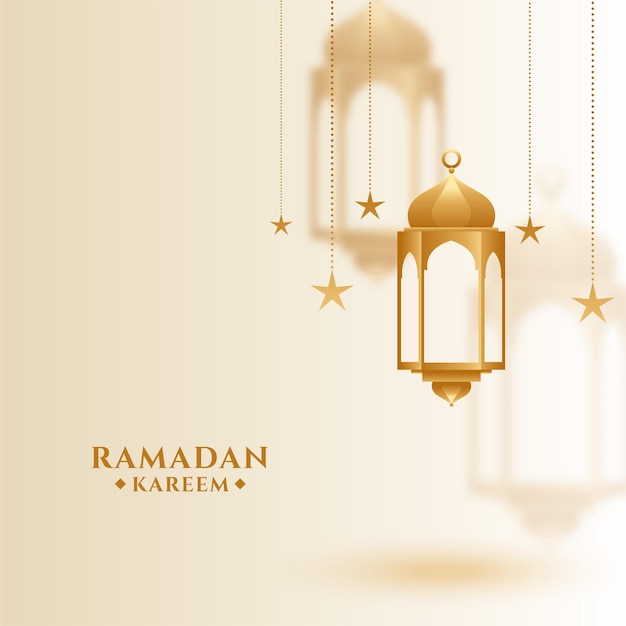 Ramadan kareem islamic greeting with hanging lantern