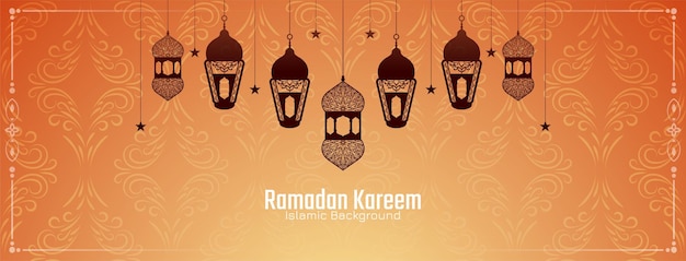 Free Vector ramadan kareem islamic traditional festival banner design vector