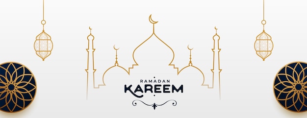 Ramadan kareem line style arabic banner design