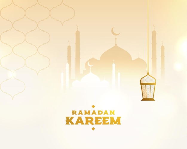 Ramadan kareem mosque and lamp greeting wishes background