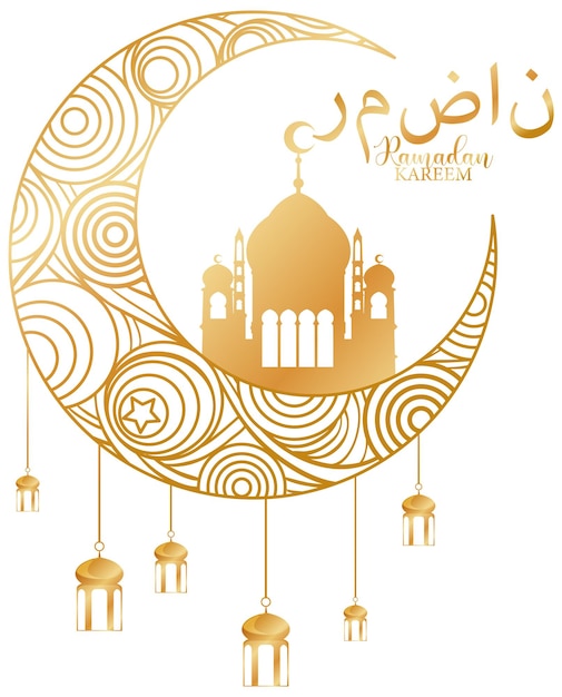 Free Vector ramadan kareem poster with traditional islamic elements