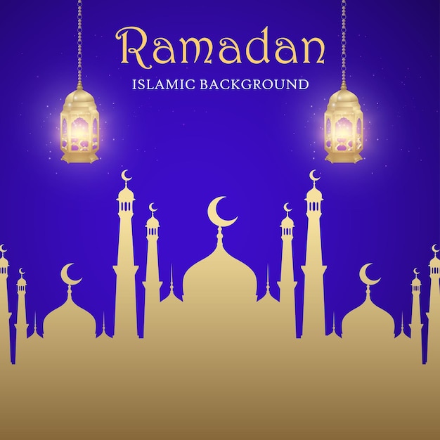 Ramadan Kareem Royal Blue Beige Background Islamic Social Media Banner