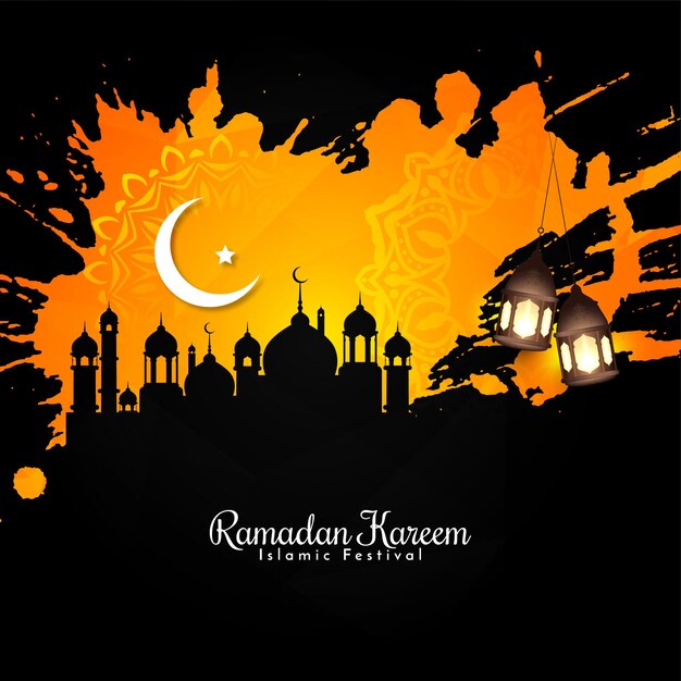 Ramadan Kareem traditional Islamic festival greeting background design vector