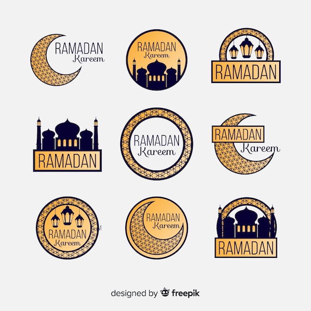 Free Vector ramadan  label collection