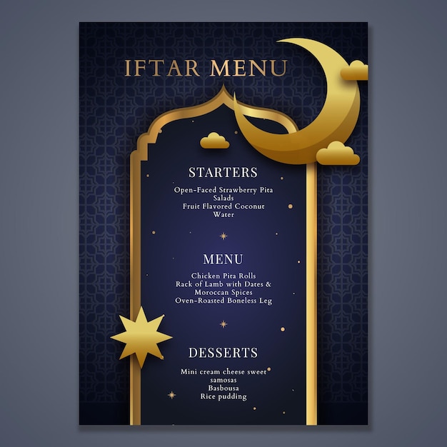 Ramadan menu template with moon