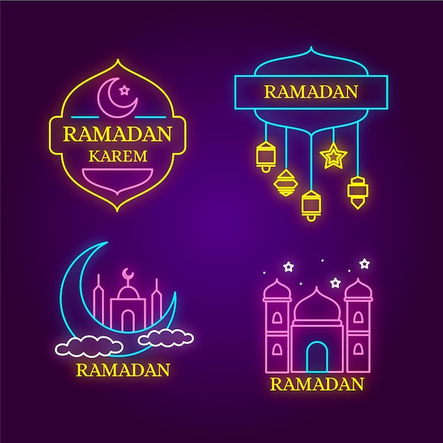 Ramadan neon sign collection theme