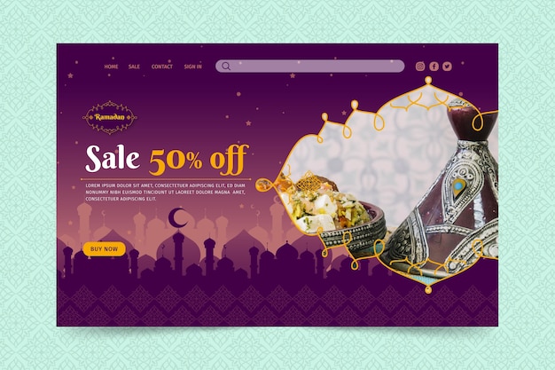 Free vector ramadan sale landing page template