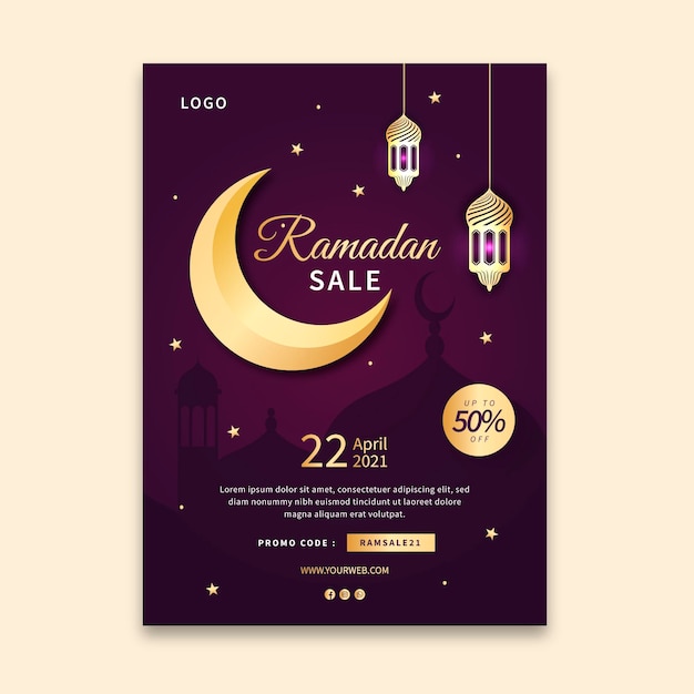 Free vector ramadan sale vertical flyer template