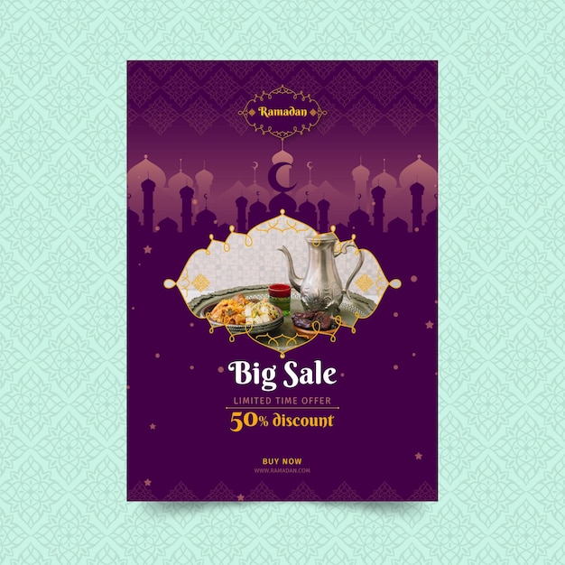 Free Vector ramadan sale vertical poster template