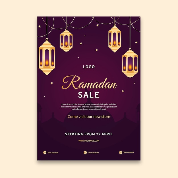 Ramadan sale vertical poster template