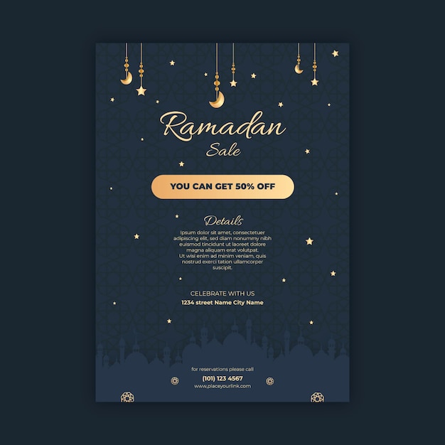 Ramadan sale vertical poster template