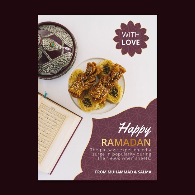 Ramadan vertical greeting card template