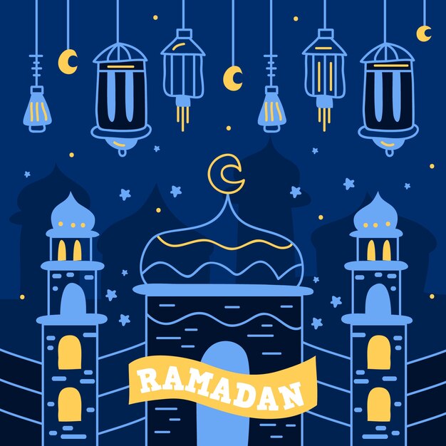 Ramadan with lanterns and palace