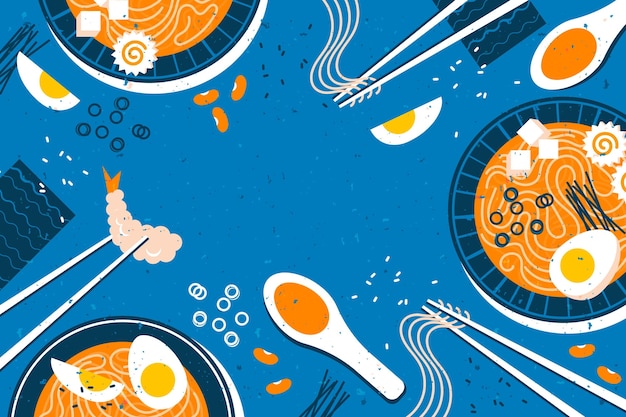 Free vector ramen soup on blue background