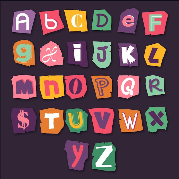 Free Vector ransom note letter pack paper style