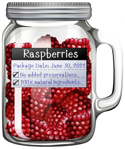 Free Vector raspberries in glass jar