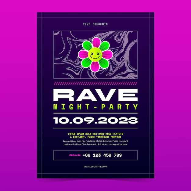 Free Vector rave party poster design