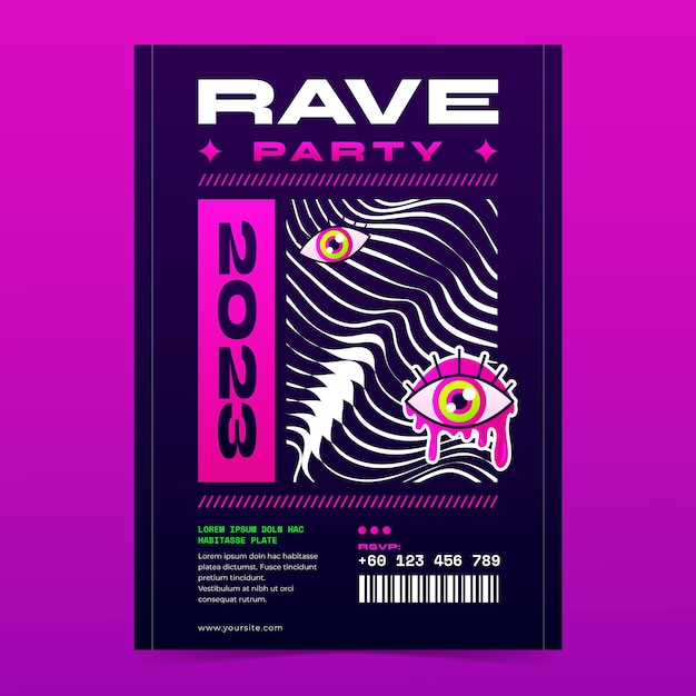 Rave party poster design