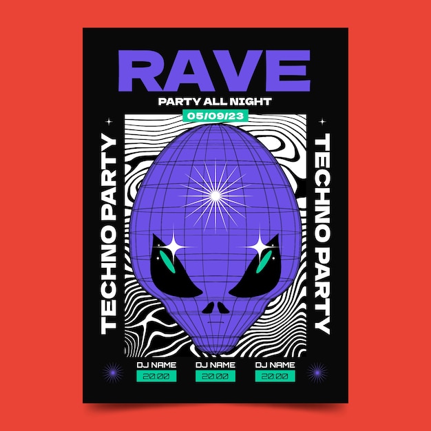 Rave party poster template