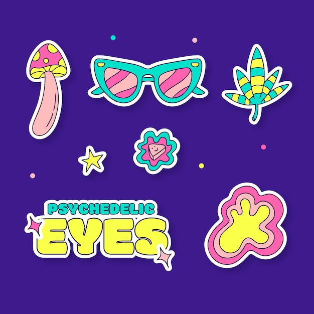 Free Vector rave party sticker set design