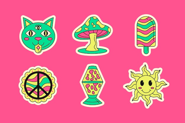 Free vector rave party sticker set design