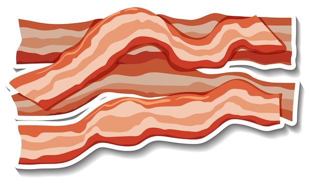 Raw bacon stripes sticker on white background