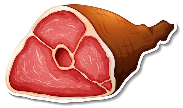 Free Vector raw pork leg sticker on white background