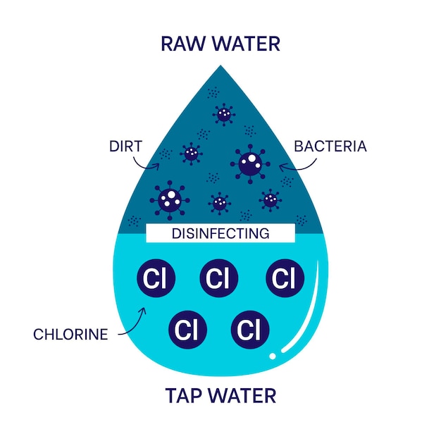 Raw water disinfected with chlorine illustration